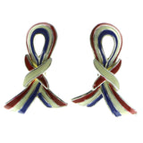Set of Two Patriotic Ribbon Brooch Pin Silver-Tone & Multi Colored #LQP156