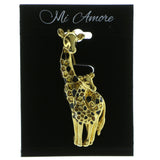 Giraffe Brooch Pin With Crystal Accents Gold-Tone & Yellow Colored #LQP161