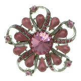 Flower  Brooch Pin With Crystal Accents Silver-Tone & Pink Colored #LQP194