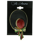 Woman's Hat Brooch Pin With Colorful Accents Gold-Tone & Black Colored #LQP203