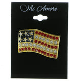 American Flag Brooch-Pin With Crystal Accents Gold-Tone & Multi Colored #LQP216