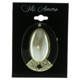 Gold-Tone & Black Colored Metal Brooch-Pin With Crystal Accents #LQP262