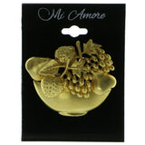 Fruit Bowl Brooch-Pin Gold-Tone Color  #LQP273