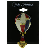Hot Air Balloon Brooch-Pin Gold-Tone & Multi Colored #LQP276