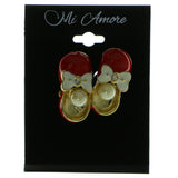 Shoes Brooch-Pin With Bead Accents Gold-Tone & Red Colored #LQP277
