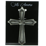Cross Brooch-Pin Silver-Tone Color  #LQP337