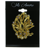 AB Finish Bouquet Brooch-Pin With Crystal Accents Gold-Tone & Multi Colored #LQP344