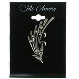 Silver-Tone Metal Brooch-Pin With Crystal Accents #LQP346