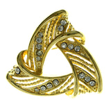 Triangle Brooch-Pin With Crystal Accents  Gold-Tone Color #LQP362