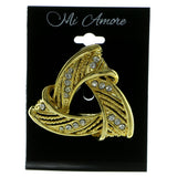 Triangle Brooch-Pin With Crystal Accents  Gold-Tone Color #LQP362