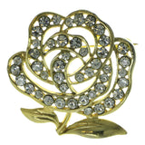 Rose Brooch-Pin With Crystal Accents  Gold-Tone Color #LQP377