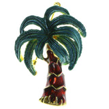 Palm Tree Brooch Pin With Colorful Accents  Gold-Tone Color #LQP40