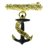 Anchors Brooch-Pin Gold-Tone & Blue Colored #LQP410