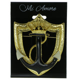 Anchors Brooch-Pin Gold-Tone & Black Colored #LQP412
