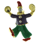 Clown Brooch-Pin With Crystal Accents Gold-Tone & Multi Colored #LQP416