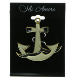Anchors Brooch-Pin Gold-Tone & White Colored #LQP426