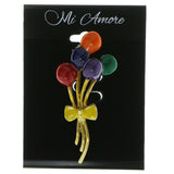 Balloons Brooch-Pin Gold-Tone & Multi Colored #LQP429