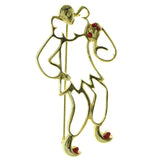 Clown Brooch-Pin With Crystal Accents Gold-Tone & Red Colored #LQP439
