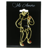 Clown Brooch-Pin With Crystal Accents Gold-Tone & Red Colored #LQP439