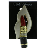 Lips Lipstick Brooch-Pin With Crystal Accents Gold-Tone & Multi Colored #LQP452