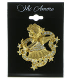 Angel Brooch-Pin With Crystal Accents  Gold-Tone Color #LQP461