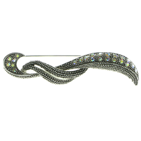 AB Finish Brooch-Pin With Crystal Accents Silver-Tone & Multi Colored #LQP486