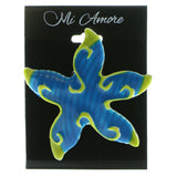 Starfish Brooch-Pin Silver-Tone & Blue Colored #LQP559