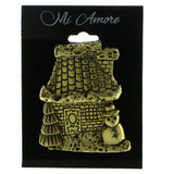 House In Winter Brooch-Pin Gold-Tone Color  #LQP563