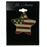 Star American Flag Patriotic Brooch-Pin Gold-Tone & Multi Colored #LQP645