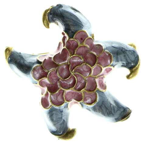 Star  Brooch Pin Gold-Tone & Blue Colored #LQP64