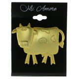Cow Moveable Brooch-Pin Gold-Tone Color  #LQP670
