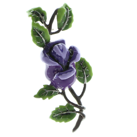 Rose Brooch-Pin Silver-Tone & Multi Colored #LQP691