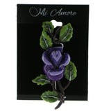 Rose Brooch-Pin Silver-Tone & Multi Colored #LQP691