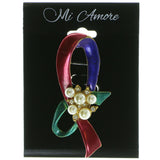 Gold-Tone & Multi Colored Metal Brooch Pin With Crystal Accents #LQP70