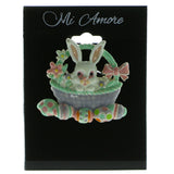 Easter Basket  Brooch-Pin Silver-Tone & Multi Colored #LQP814