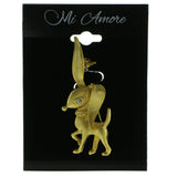 Female Chihuahua Brooch-Pin With Crystal Accents  Gold-Tone Color #LQP900