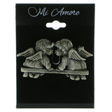 Kissing Angels Brooch-Pin Silver-Tone Color  #LQP923