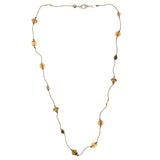 Brown Metal Collar-Necklace With Bead Accents #3277