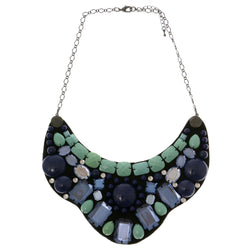 Adjustable Length Bib-Necklace With Crystal Accents  Colorful #3282