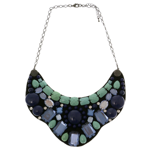 Adjustable Length Bib-Necklace With Crystal Accents  Colorful #3282