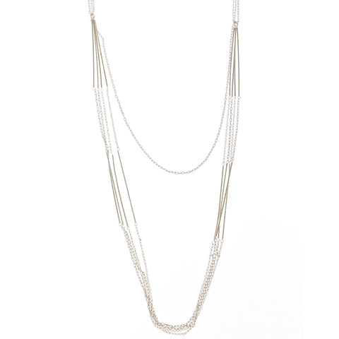 Silver-Tone Metal Layered-Necklace #3270