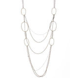 Adjustable Length Layered-Necklace Silver-Tone & Black Colored #3273