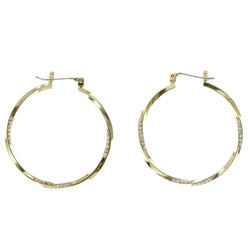 Gold-Tone Hoop Earrings With Rhinestone Accents For Women LTDE2