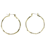 Gold-Tone Hoop Earrings With Rhinestone Accents For Women LTDE2