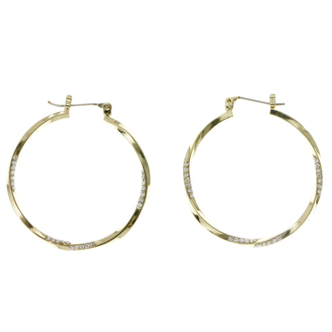 Gold-Tone Hoop Earrings With Rhinestone Accents For Women LTDE2
