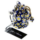 Beachy Flower Hula Bag With Jingle Bell Split-Ring-Keychain Blue/Yellow
