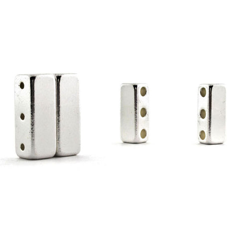 Magnetic Clasp 3 Hole Silver Plated set of 10 MC08