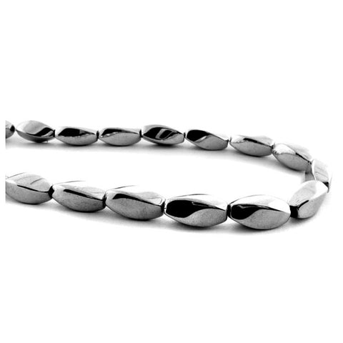 5X12mm Magnetic Hematite Silver Twist Mh32
