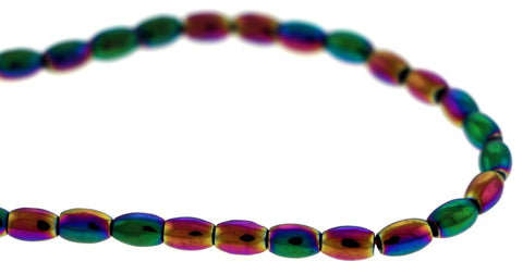 4X6mm Magnetic Hematite Rainbow Rice/Oval Mh42 - Mi Amore