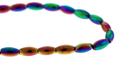 6X12mm Magnetic Hematite Rainbow Rice/Oval Mh43 - Mi Amore